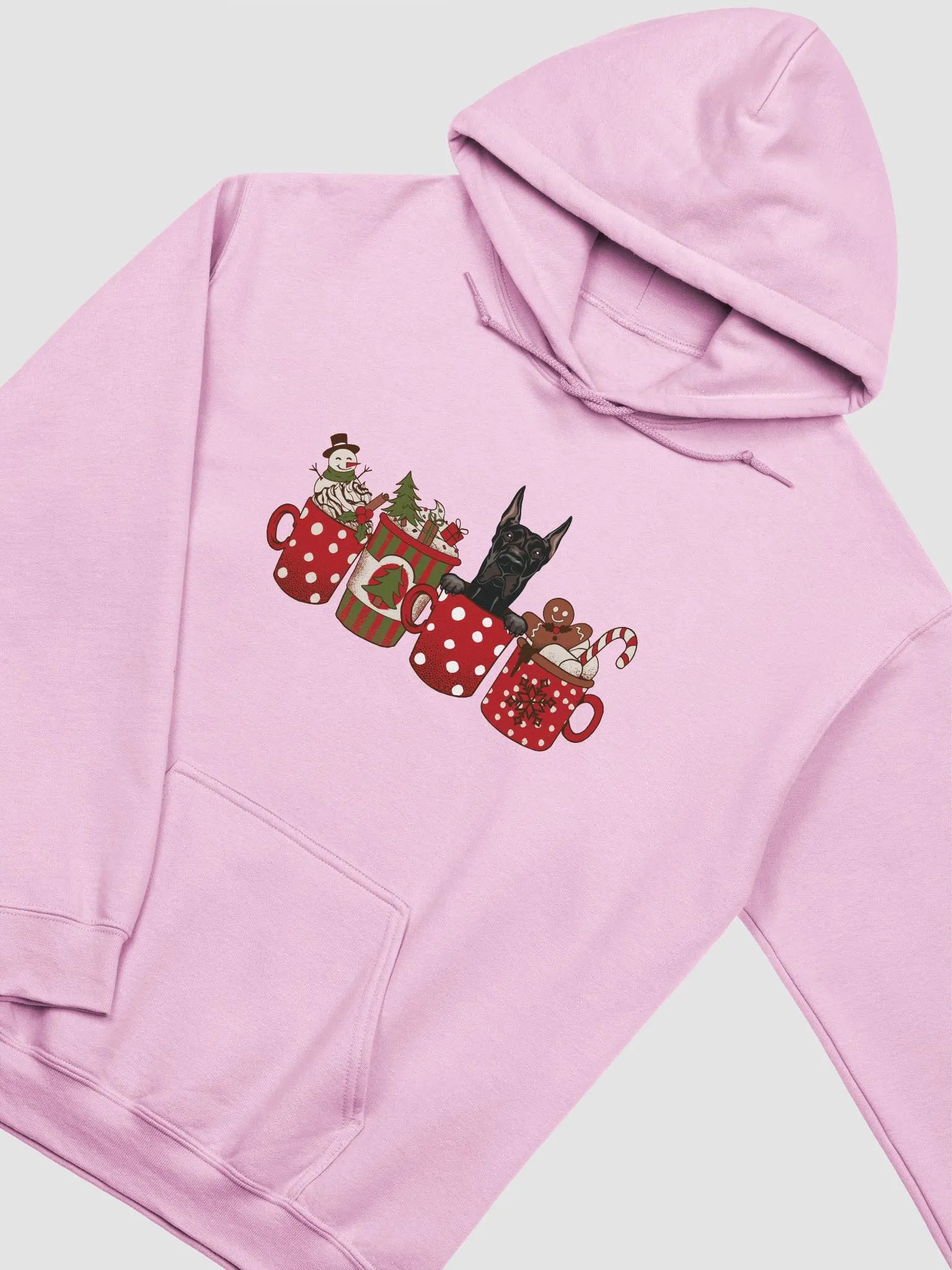 Cute Great Dane in a Christmas Cup Hooded Sweatshirt | Funny Christmas Pup in a Cup product image (10)