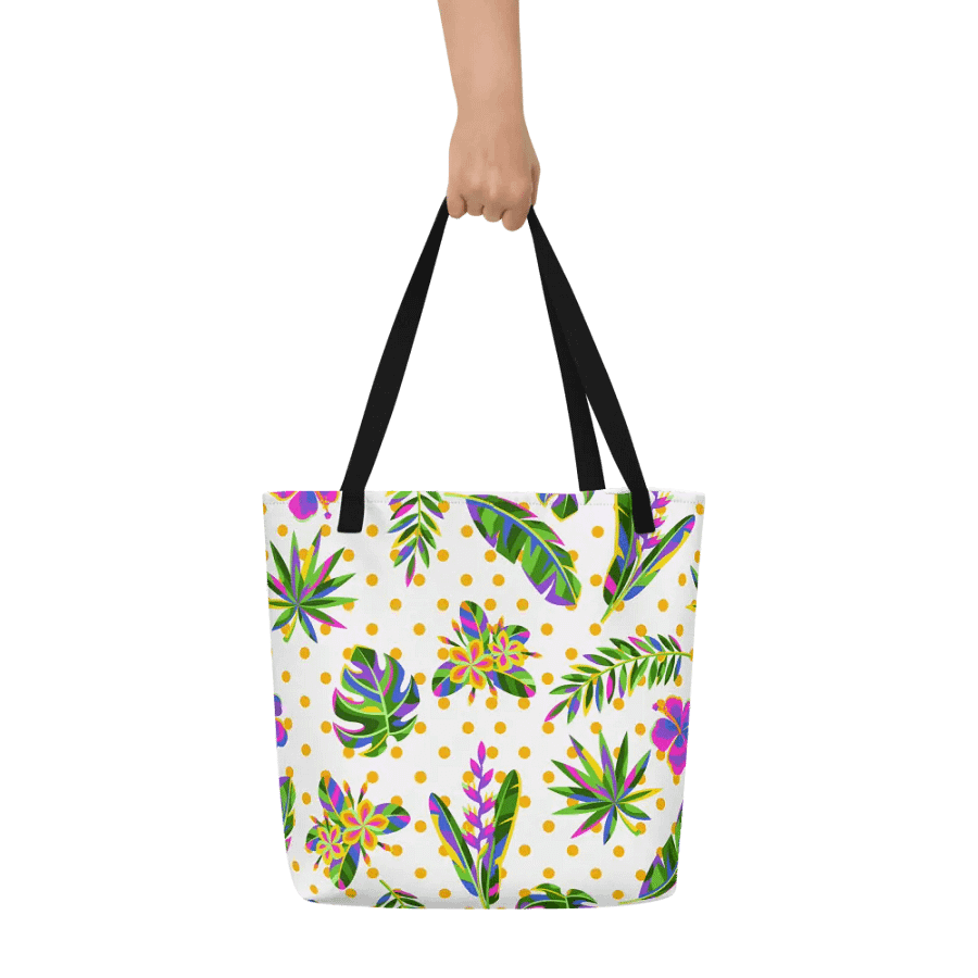 Big printed tote bag with beachy tropical vibe product image (5)