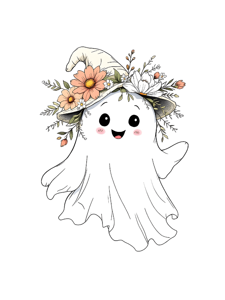21 Simple and Elegant Smiling Ghost Clipart with Pose, Hat, and Floral Design - Charming Digital Art Collection for Halloween Decor and Projects product image (1)