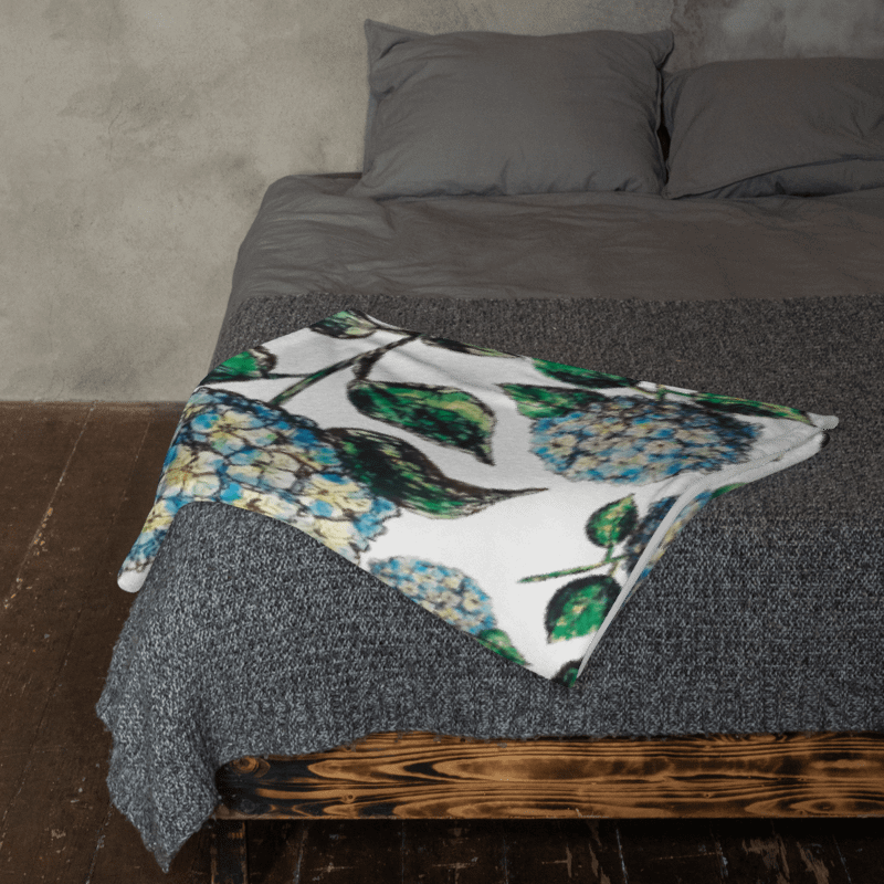 Blue Hydrangeas | Coastal Floral Throw Blanket in Soft Fleece product image (10)