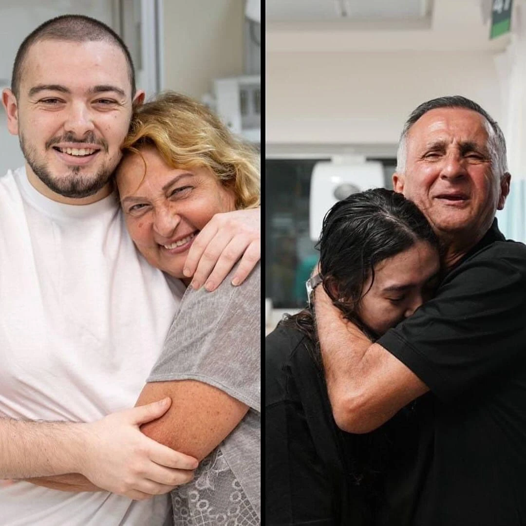 Almog Ziv with his mother 
Noa Argamani with her father. 
Home & safe alongside 2 others who were rescued by the IDF. 
#bring...