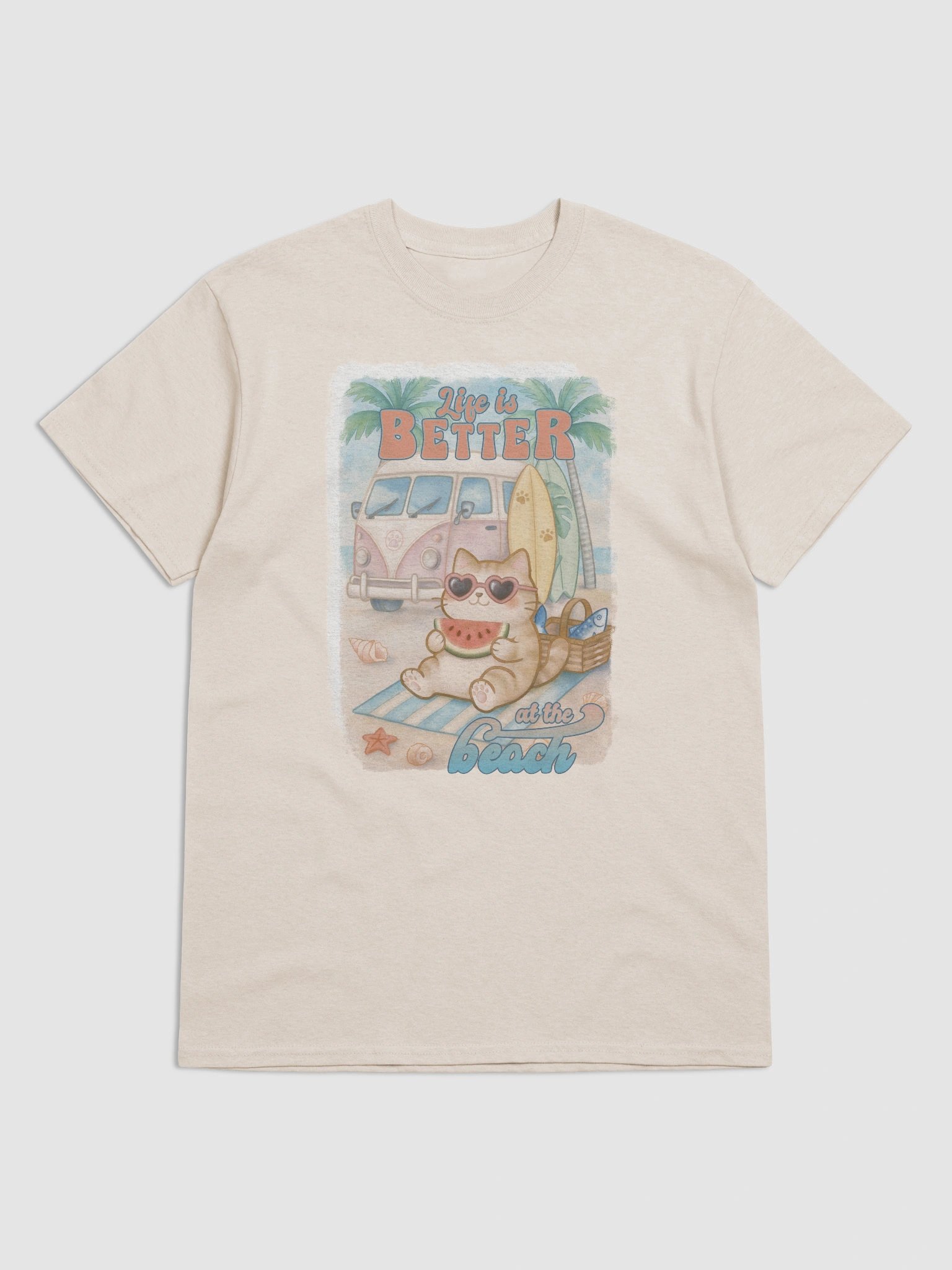 Summer Surf Cat -Unisex Tee Heavyweight product image (14)