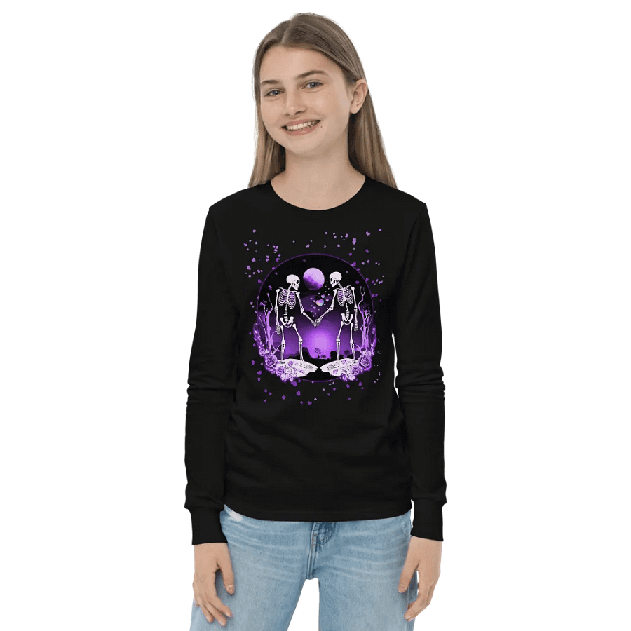 Cosmic Love Skeletons Kids Long Sleeve Tee product image (9)