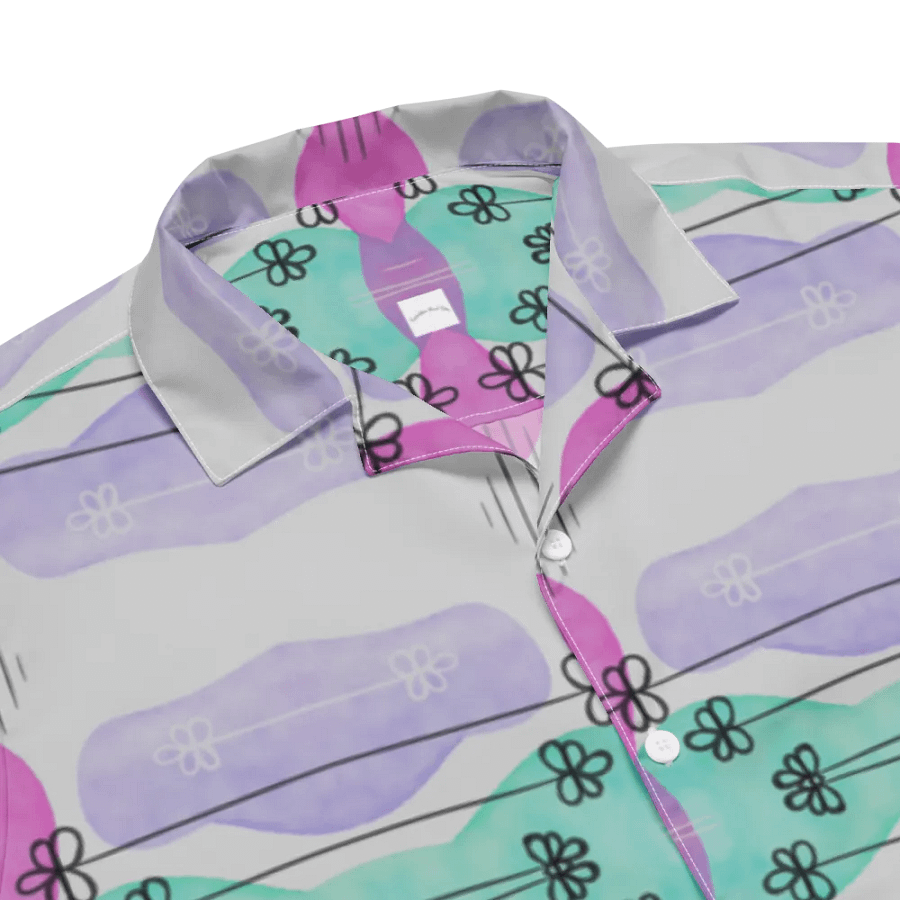 Hawaiian Style Shirt, Symmetric Blooms, Button Up product image (2)