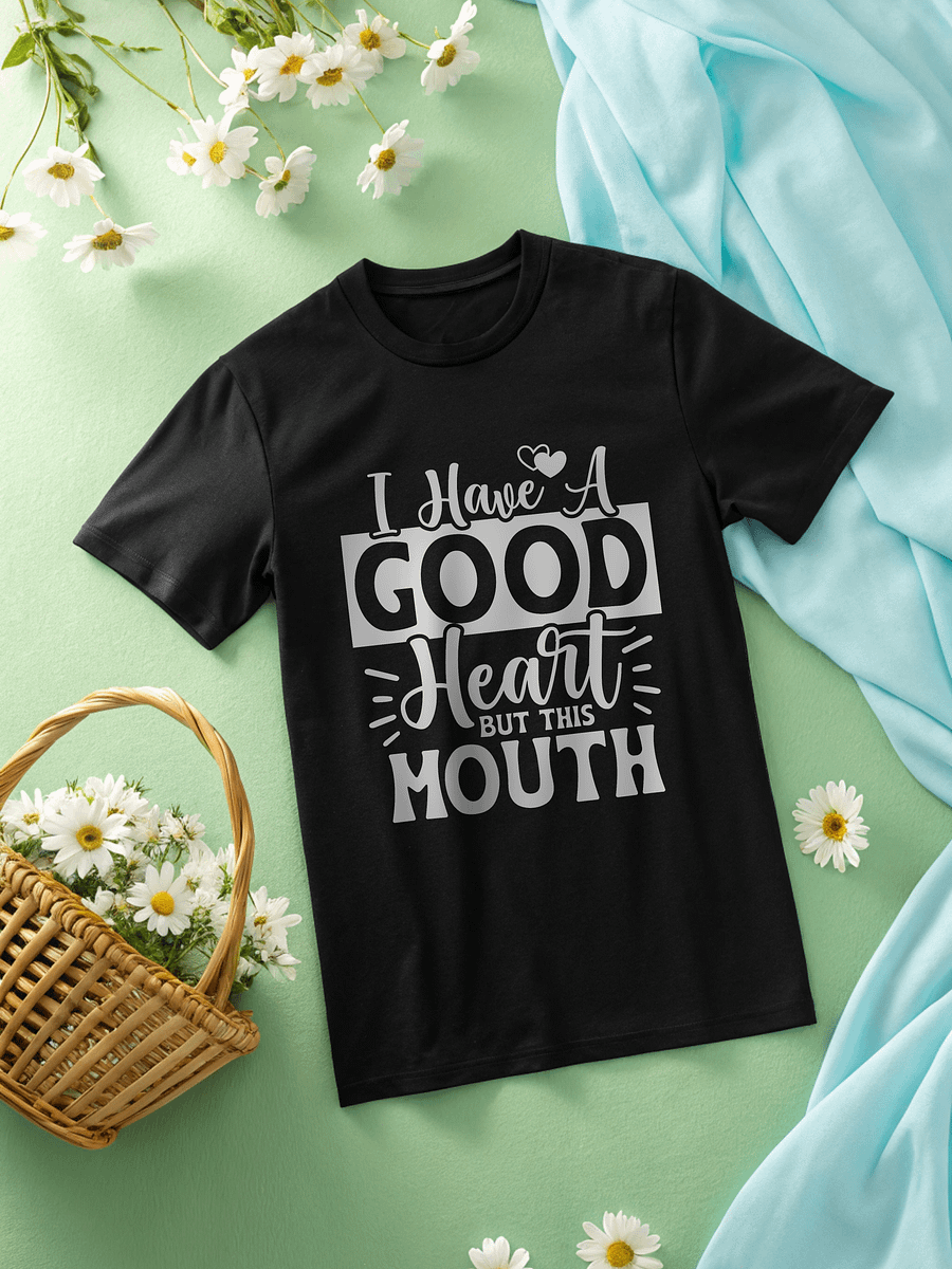 I Have A Good Heart But This Mouth Women's Black T-Shirt product image (2)