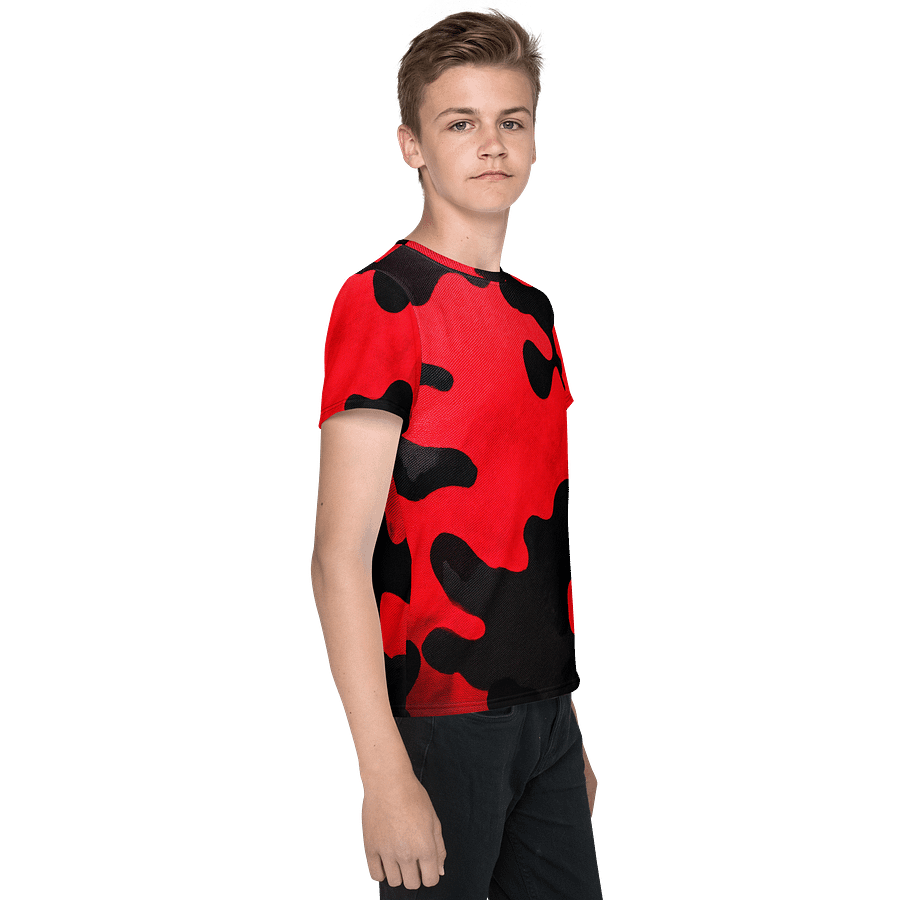 Youth Crew Neck T-Shirt black and red camo product image (4)