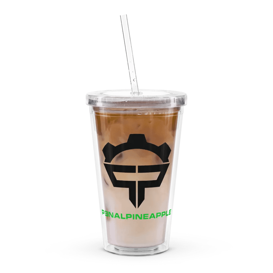 P3nAlPineapple - Black Logo Double Wall Clear Plastic Tumbler (16oz) product image (8)