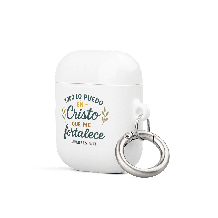 AirPods® Case – “Todo lo puedo en Cristo” – All-Over Spanish Scripture Design product image (2)