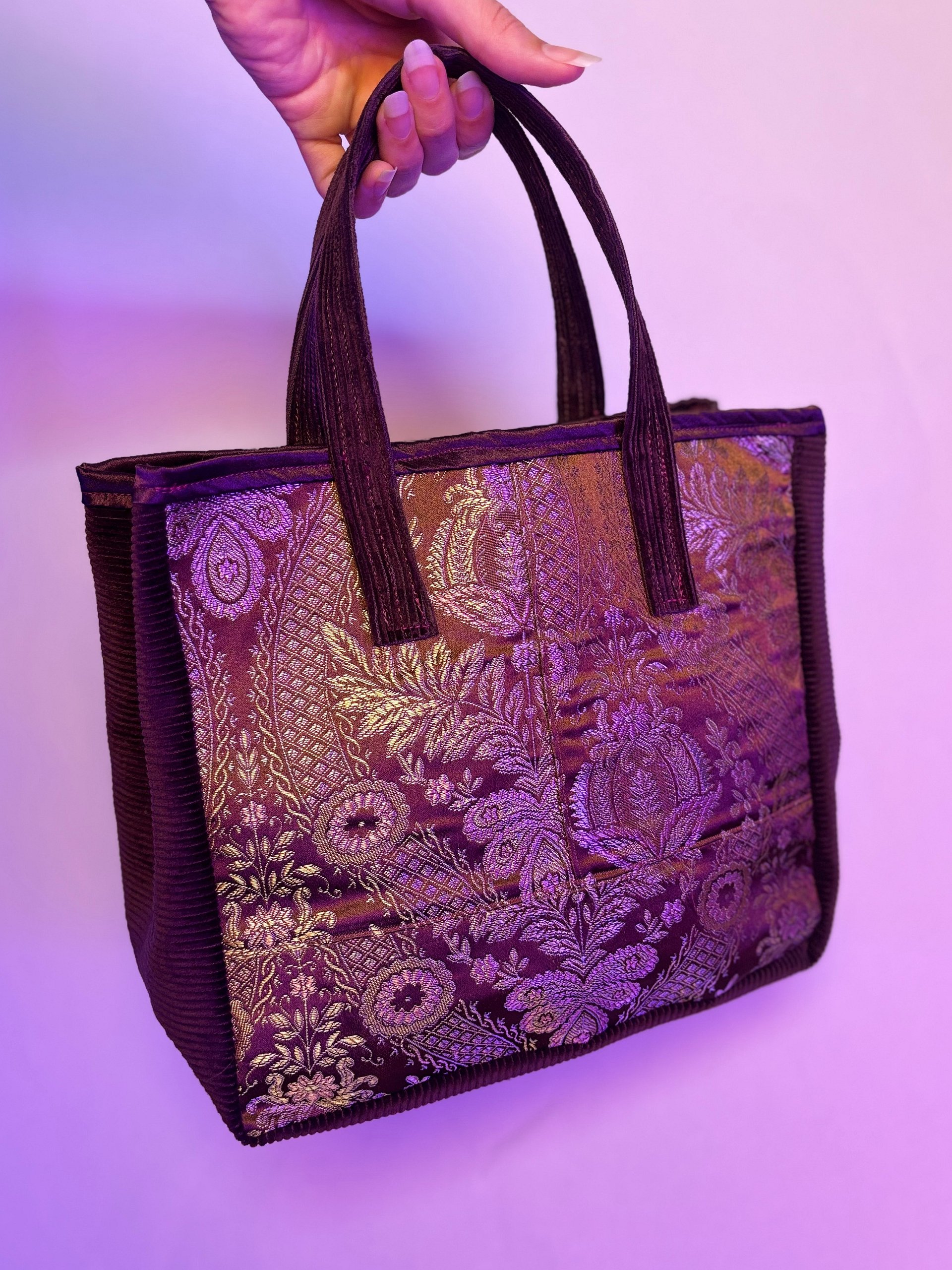 Medium Franken Purse (Floral Coper Gold and Purple) product image (1)