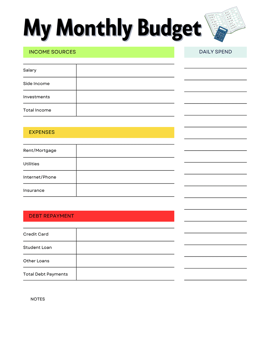 Monthly Budget Printable product image (1)