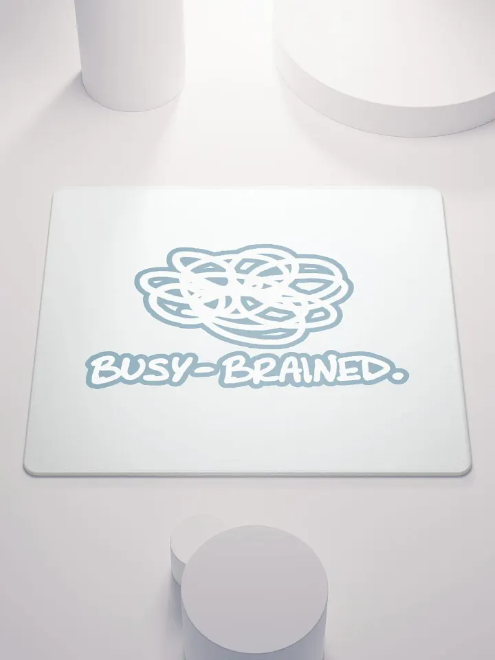 BUSY-BRAINED (lined design, #709AAF) mouse pad product image (1)