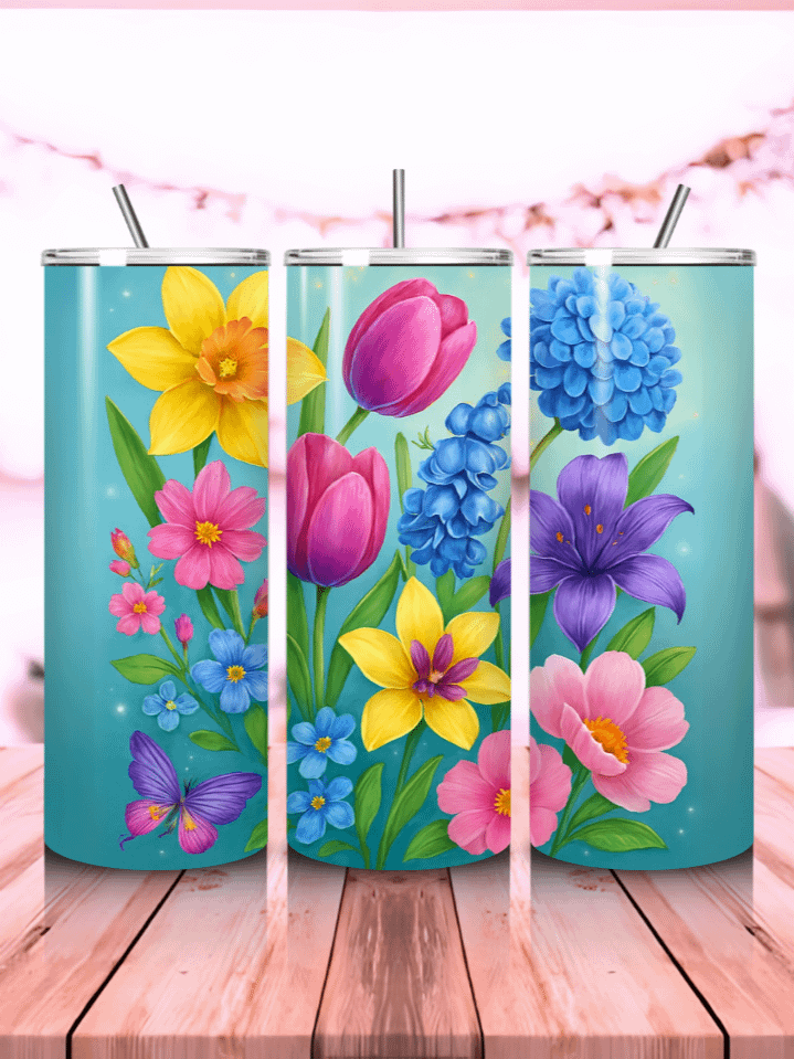 Spring Floral Tumbler Wrap PNG – 20oz Skinny Sublimation Design with Bright Blooming Flowers & Fresh Seasonal Colors – Perfect Gift for Spring Lovers – 300 DPI Instant Digital Download product image (1)
