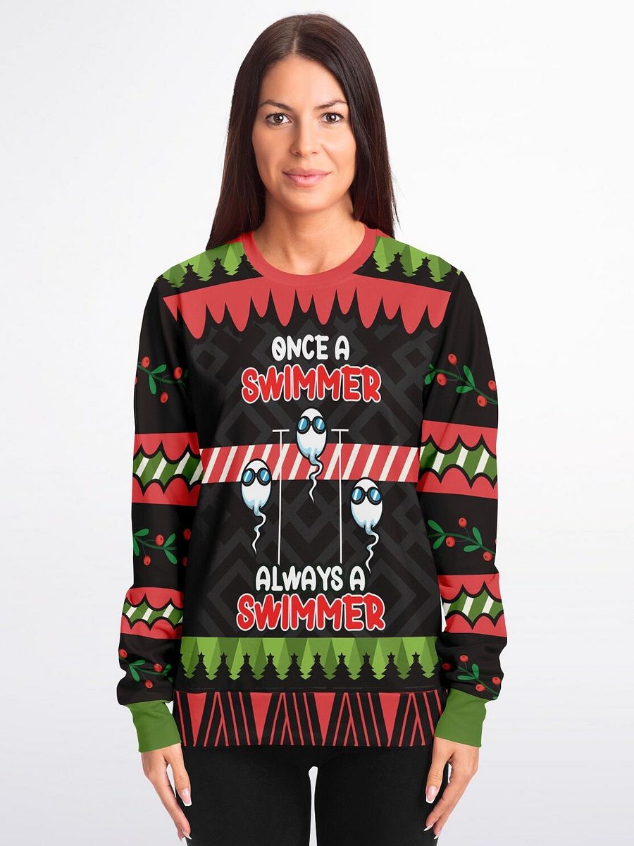 "Once A Swimmer.." Christmas Sweater | Funny Adult Holiday Sweatshirt | Biology Humor Winter Outfit | Sperm Cell Party Outfit product image (5)