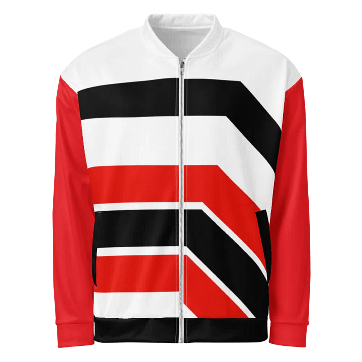 Black/White/Red Bent Lines Unisex Bomber Jacket product image (1)
