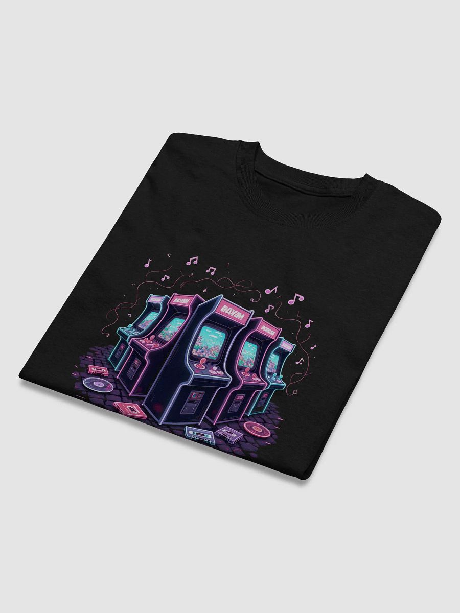 Retro Arcade Revival: Neon Musical Notes T-Shirt - Relive the Magic of Classic Gaming and Music Fusion on Fourthwall product image (3)