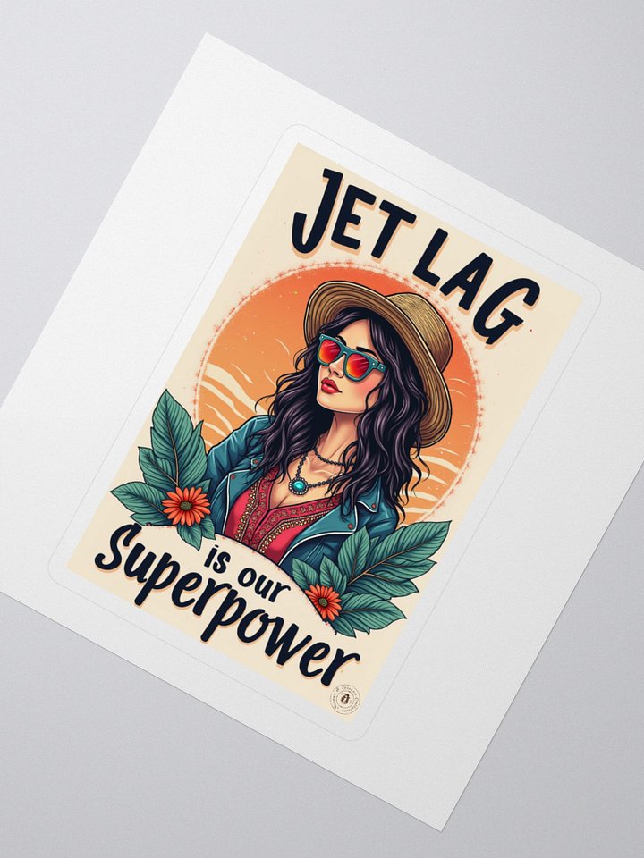 Jet Lag Superpower Sticker – Retro Travel Vibe product image (2)