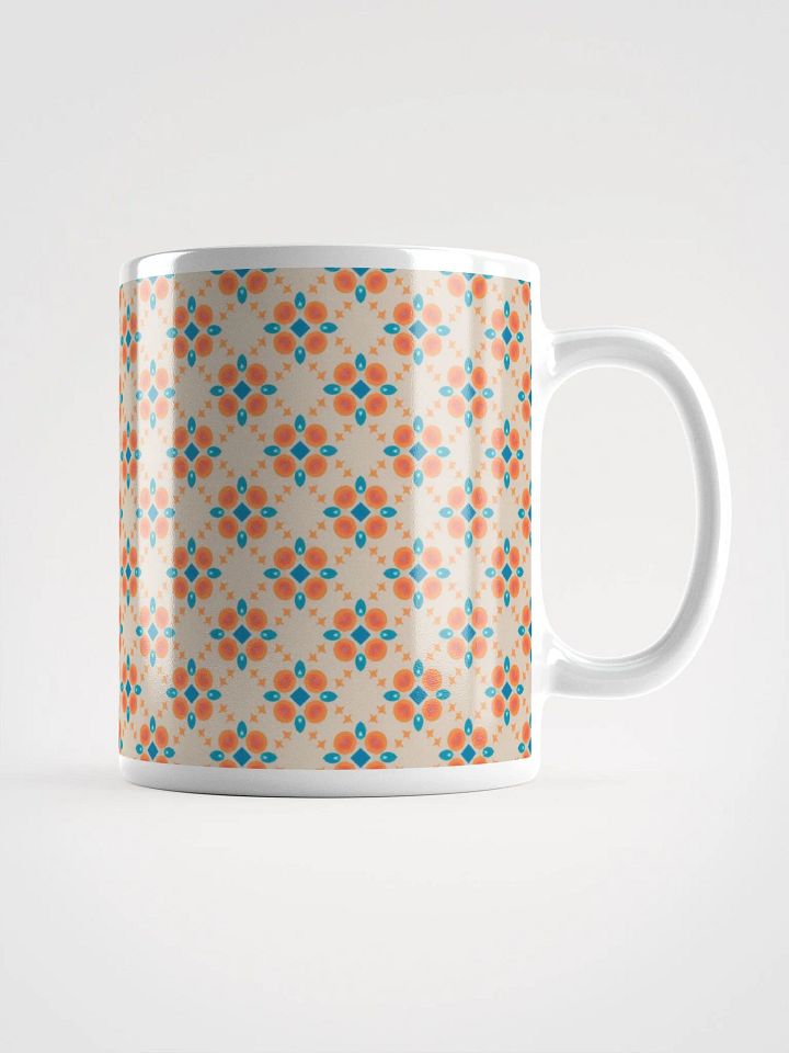Cream Orange & Blue Diamond Floral Ceramic Mug product image (1)
