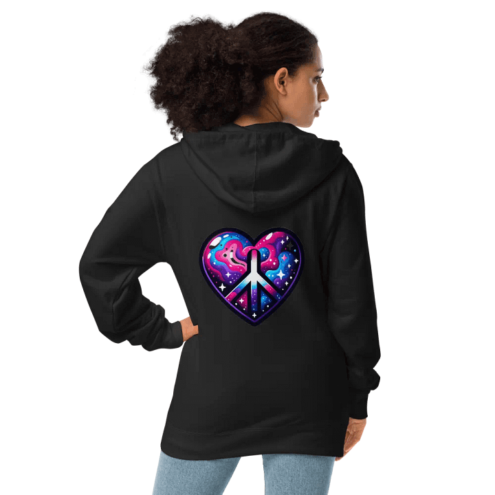 Embroidered Front Peace-Heart Zip Hoodie with Large Back Image of Galaxy Peace-Heart product image (2)