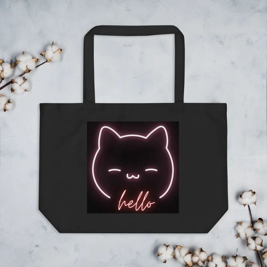 Neon Hello Cat Tote Bag product image (3)