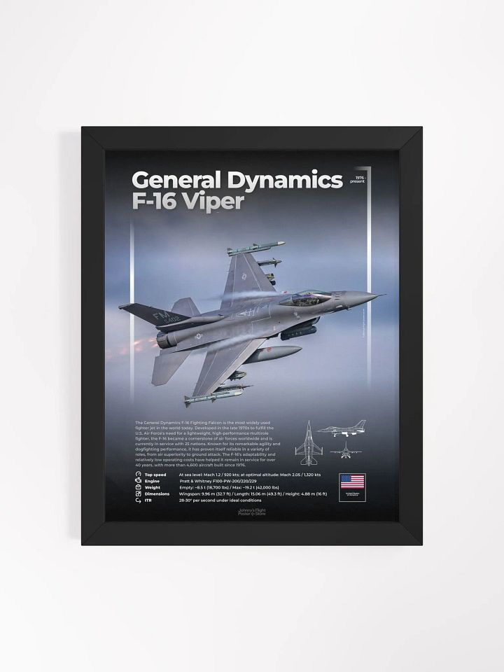 General Dynamics (Lockheed Martin) F-16 Viper / Fighting Falcon Aviation Spec Poster product image (2)