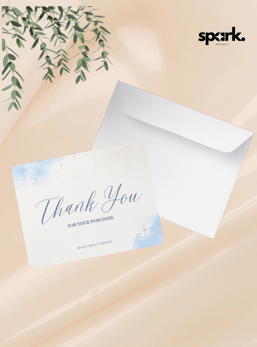 Blue Gold Minimalist Watercolor Calligraphy Thank You Card product image (4)