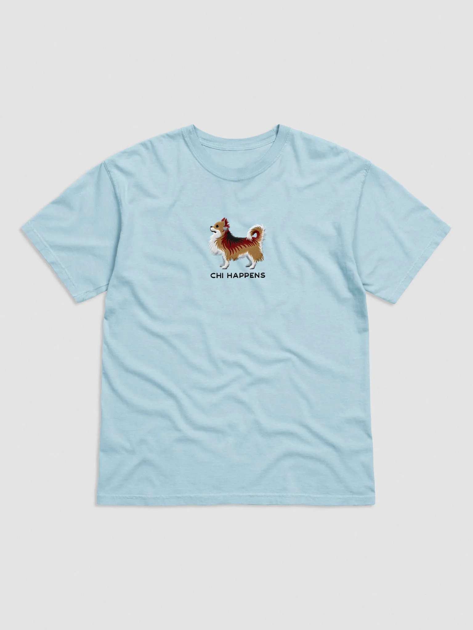 Chi Happens T-Shirt(Embroidered) of a Longhaired Chihuahua(Sable) product image (4)