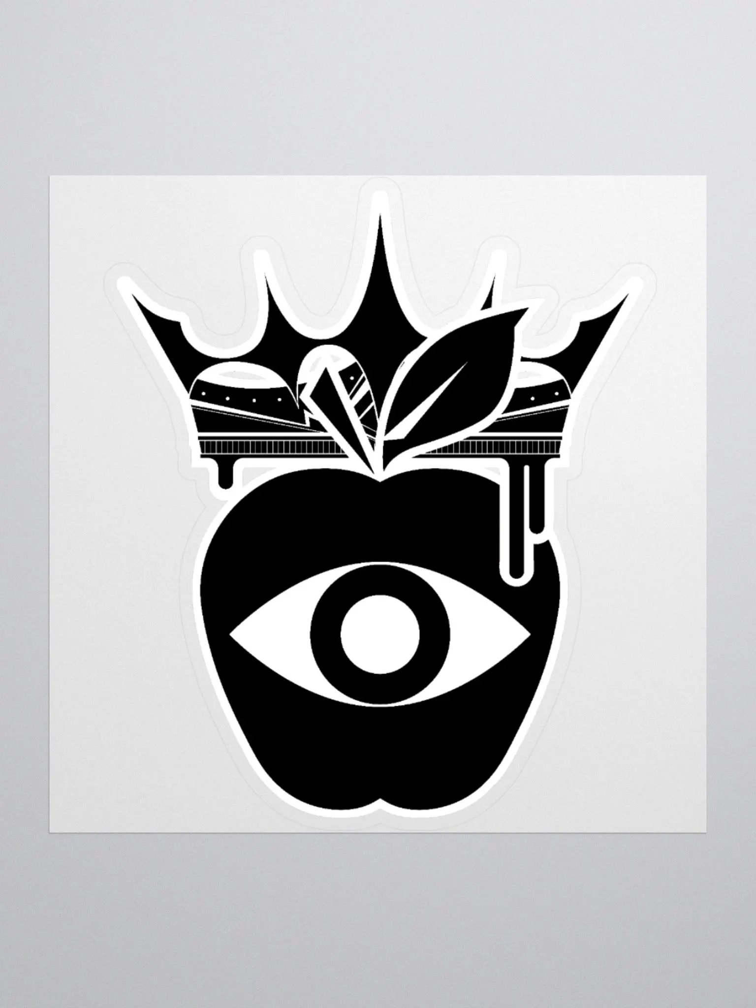 Crowned Apple LARGE (Black) ✦ Kiss Cut Stickers product image (2)
