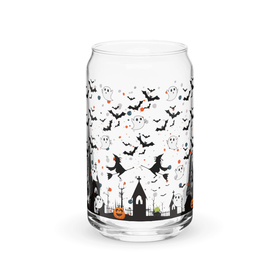 Spooky Can-Shaped Glass: Halloween Edition: 16 oz Can-Shaped Glass with Bamboo Lid & Metal Straw product image (5)
