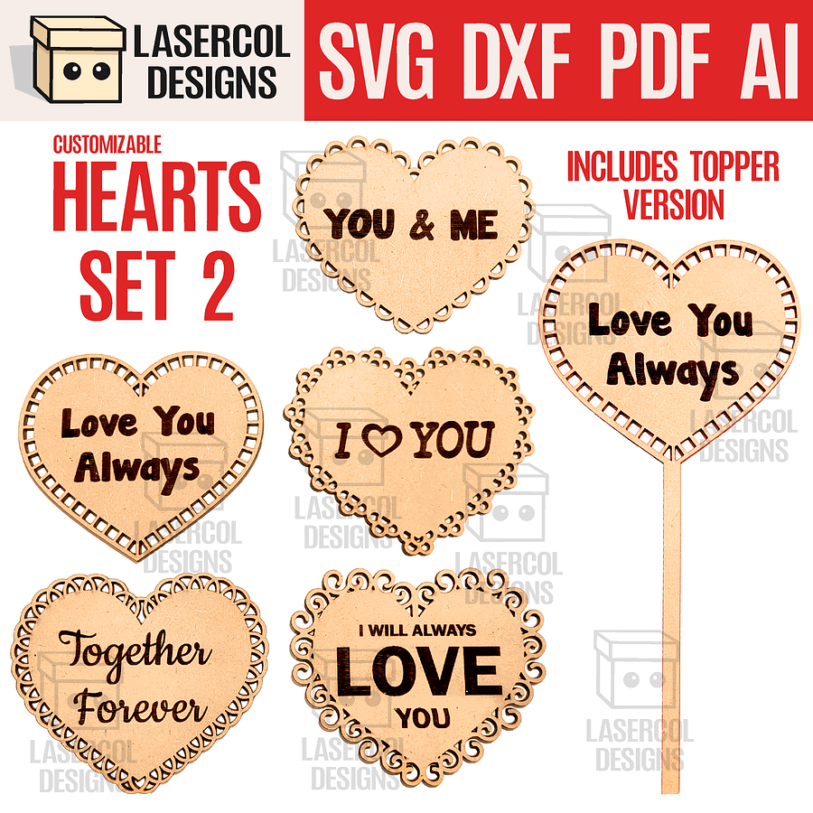 Hearts Cut Outs Set 2 - Laser Cut Files product image (1)