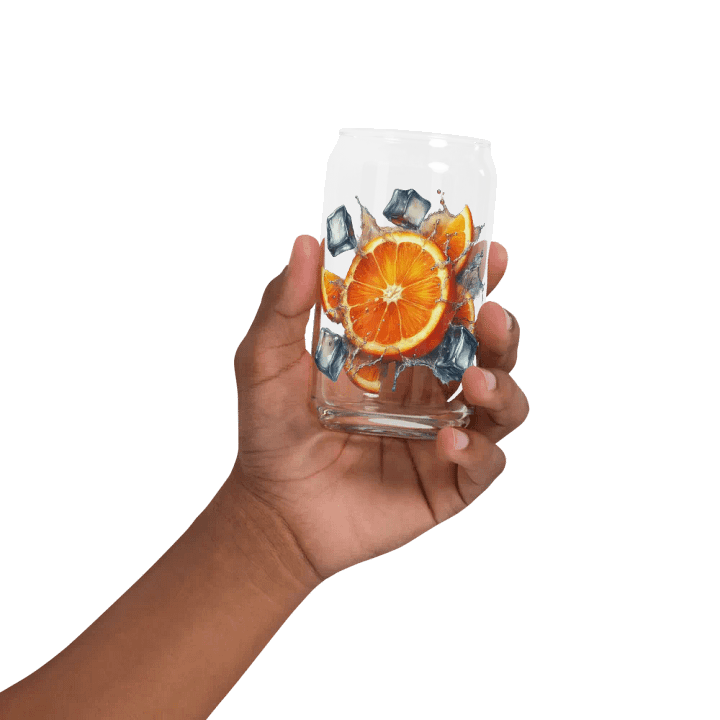 Orange fruit slices floating in the water, water and ice cubes design_02-Can-Shaped Glass product image (2)