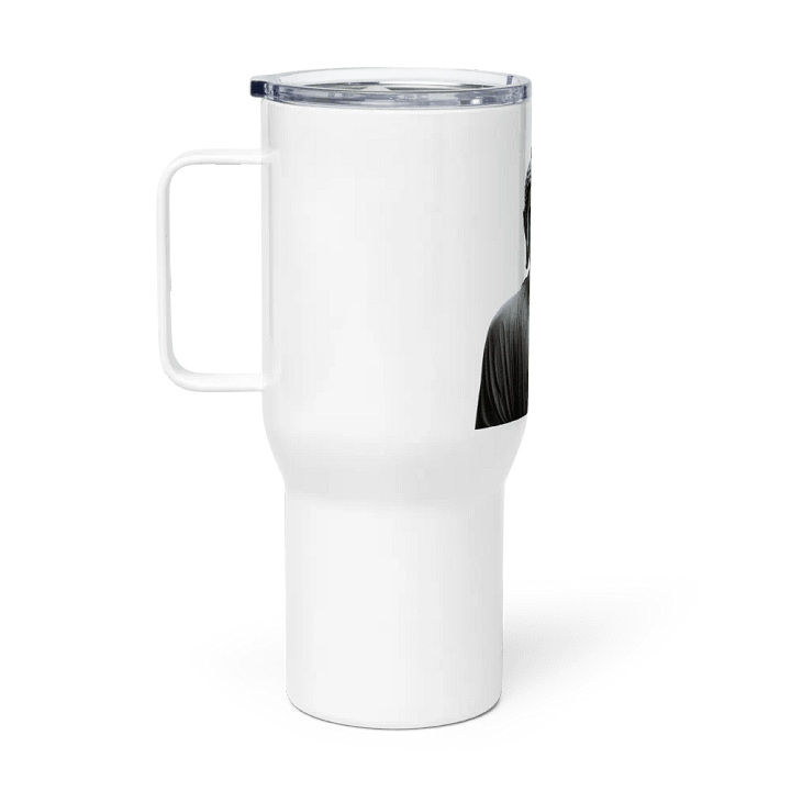 Travel mug with handle, featuring the image of the enlightened Buddha product image (1)