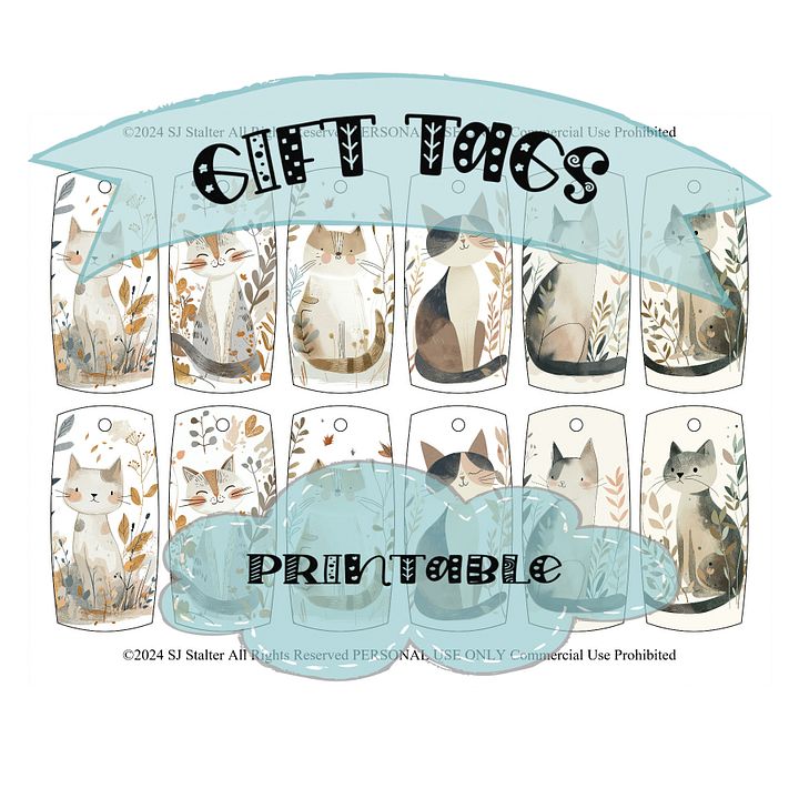Cute Kittens in the Meadow Printable Gift Tags - Set of 12 product image (2)