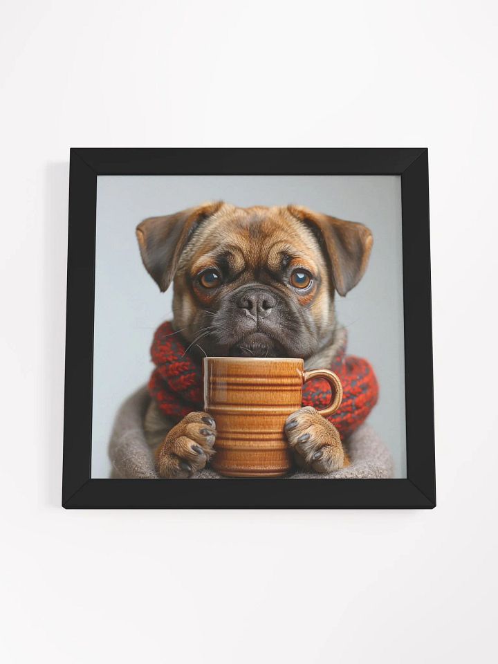 Cute Coffee Lover Puggle Dog Framed Wall Art product image (2)