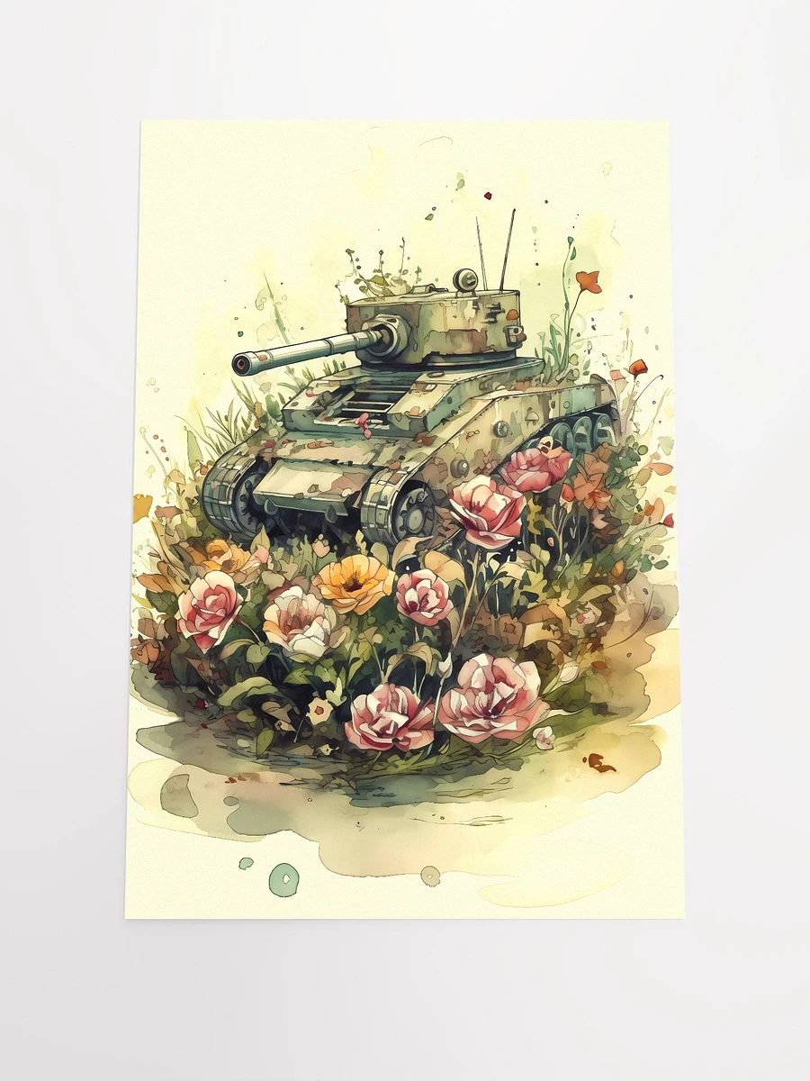 Harmony of Strength and Softness: A Military Tank Amidst Blooming Flowers Poster Matte Posters product image (3)
