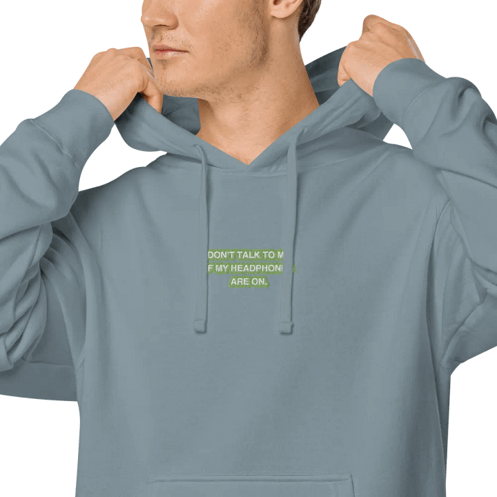 HEADPHONES ON (light green bubble design 2) embroidered pigment hoodie product image (2)