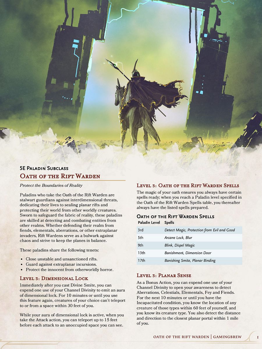 Oath of the Rift Warden | 5E 24 Paladin Subclass product image (2)