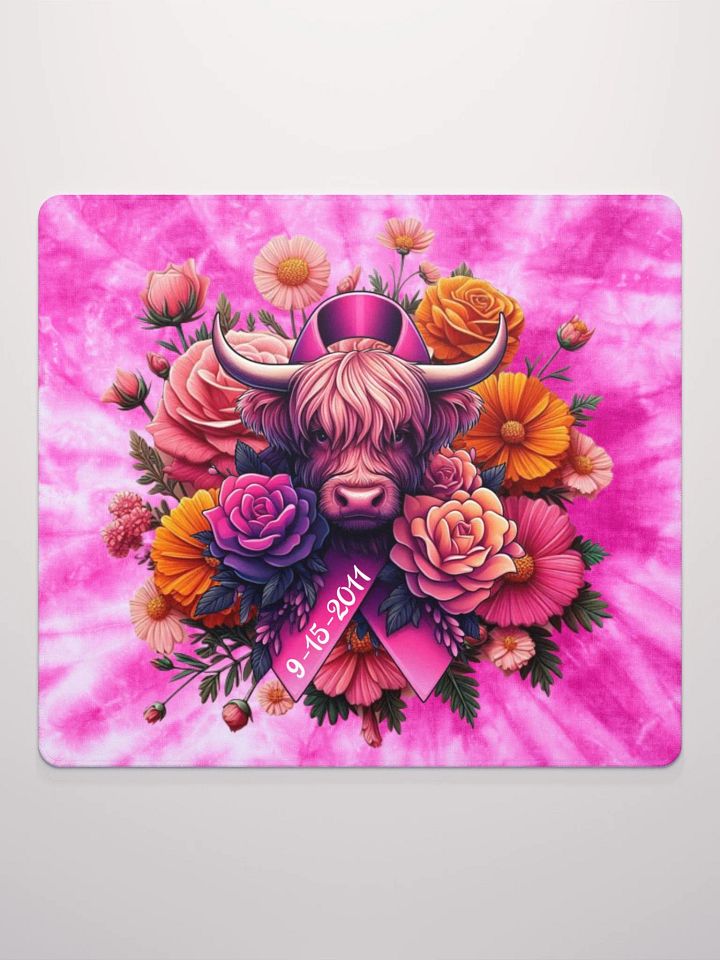 Highland Cow Blooms Breast Cancer Awareness Gaming Mouse Pad product image (4)