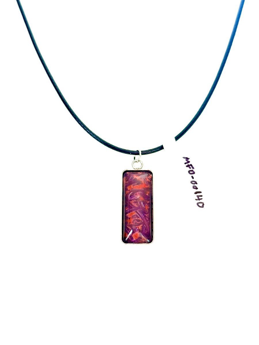 Electric Tide Pendant Necklace | Pink, Purple & Red Tones | Rectangle Cabochon | Monique Faella Designs™ | MFD-00140 product image (4)