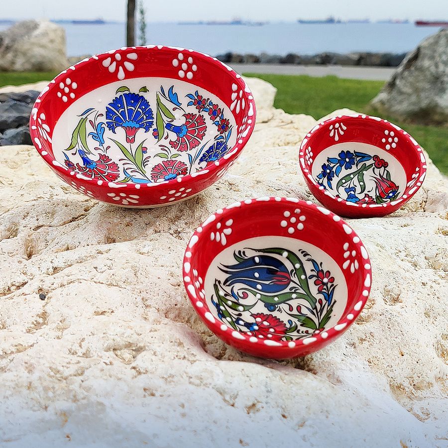 Ceramic snack bowl set, 7 pieces — handmade pottery, handmade ceramic, home decor, handmade gift, Turkish ceramic product image (1)