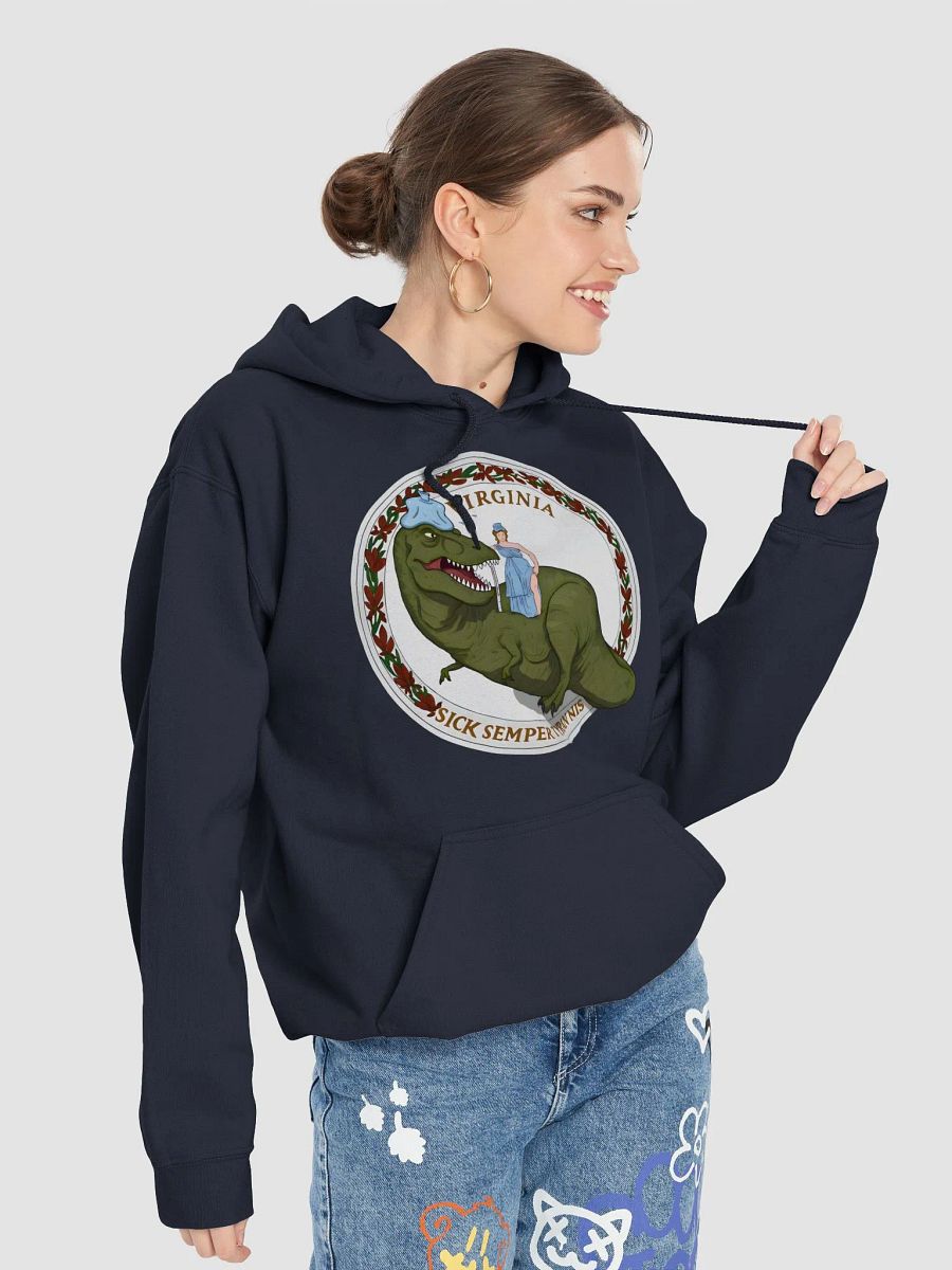 Sick Semper Tyrannis - Virginia State Flag Seal with Dinosaur Hoodie product image (40)