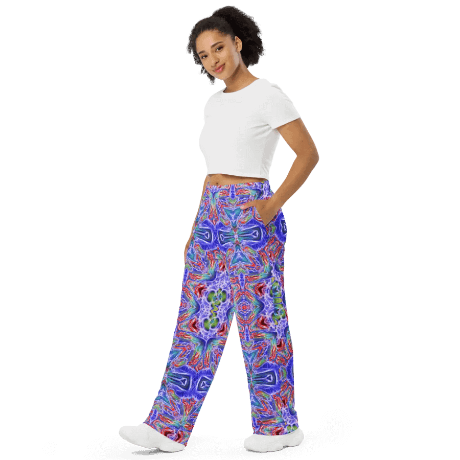 Blue Red Kaleidoscope Wideleg Pants product image (4)