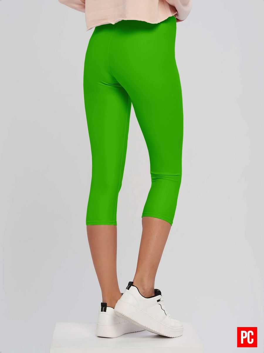 Plain Color Kelly Green Yoga Capri Leggings product image (3)