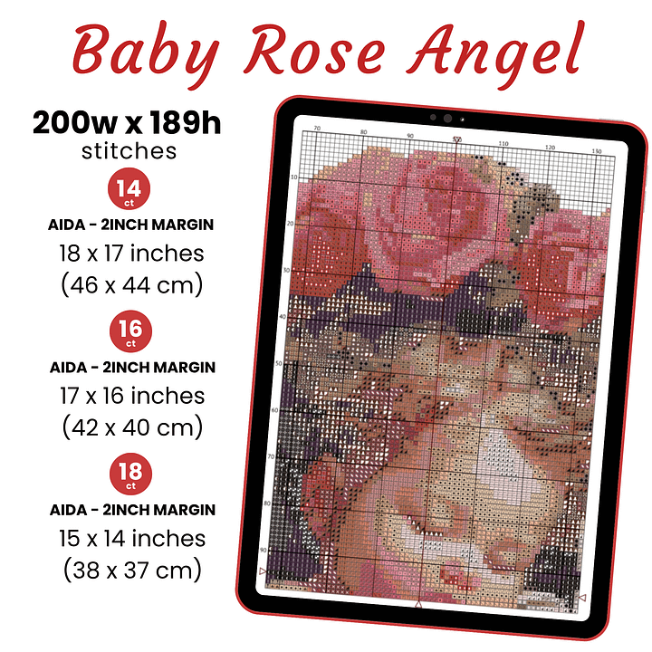 Baby Rose Angel Cross Stitch Pattern product image (2)