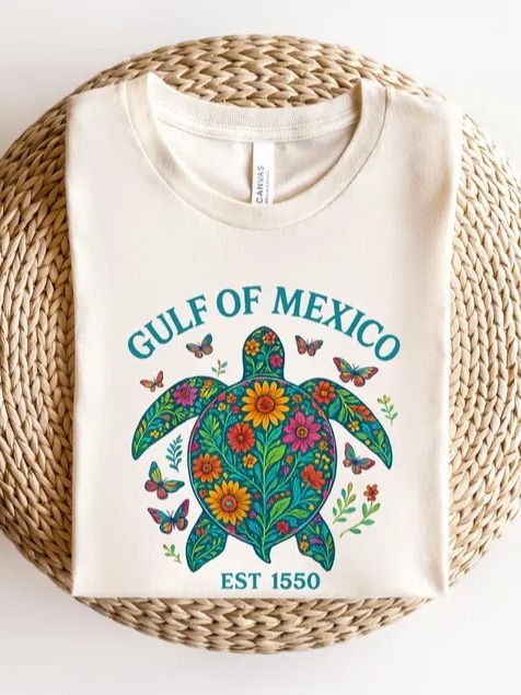 Turtle Gulf of Mexico Shirt, Gulf of Mexico Est 1550 Shirt, Subtle Anti Trump Tee, Gulf Coast Shirt, Mexican Beach Crewneck Tee product image (3)