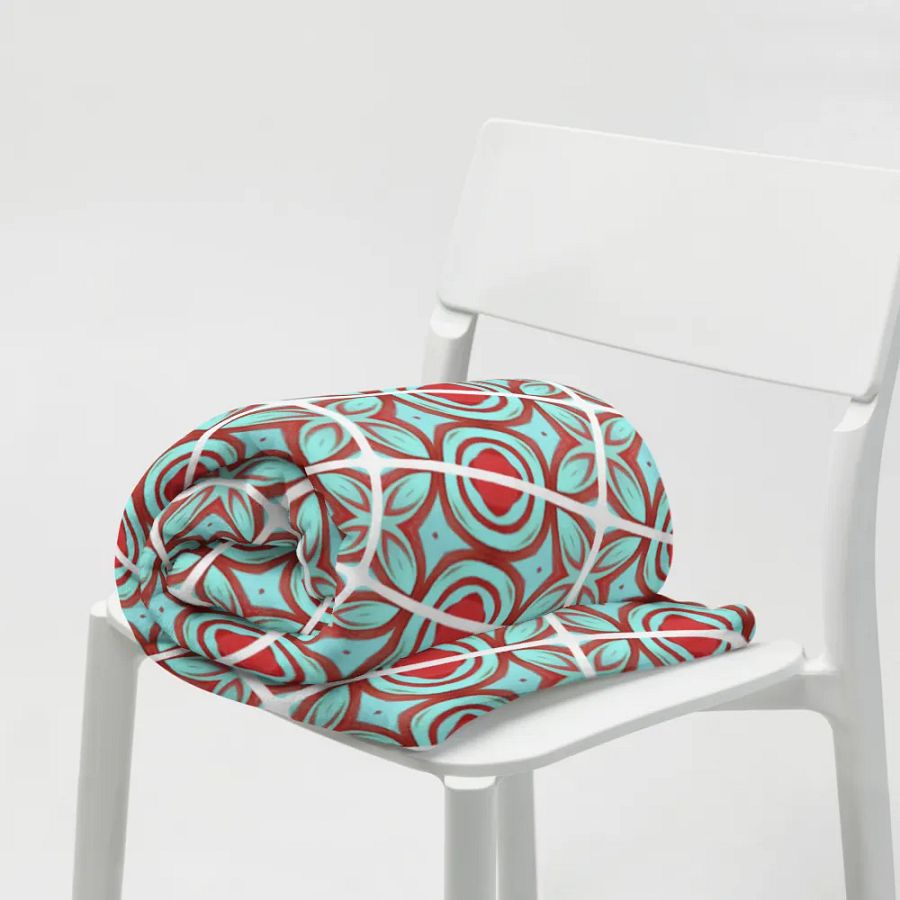 Blue & Red Diagonal Pattern Throw Blanket product image (9)
