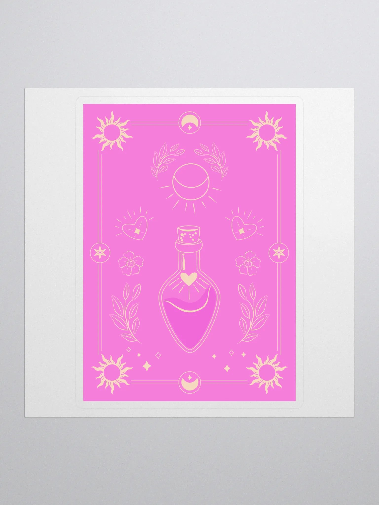 Pink Magic Potion Tarot Card 5"x5" Sticker product image (1)