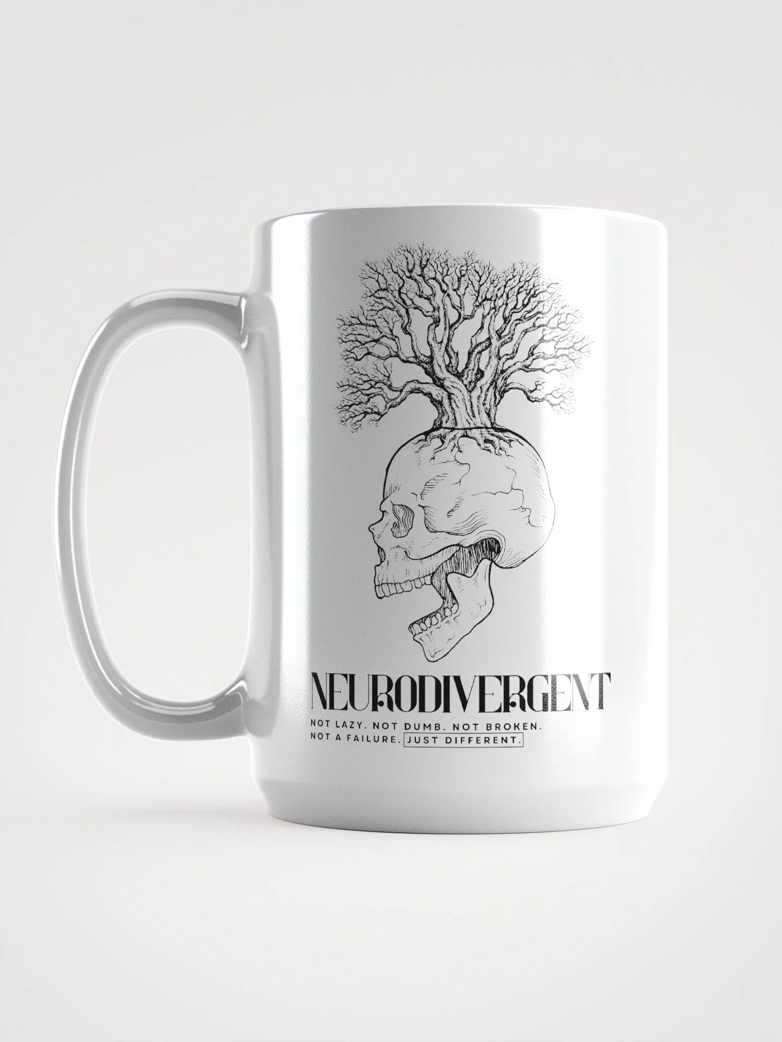 NEURODIVERGENT SKULL white glossy mug product image (4)
