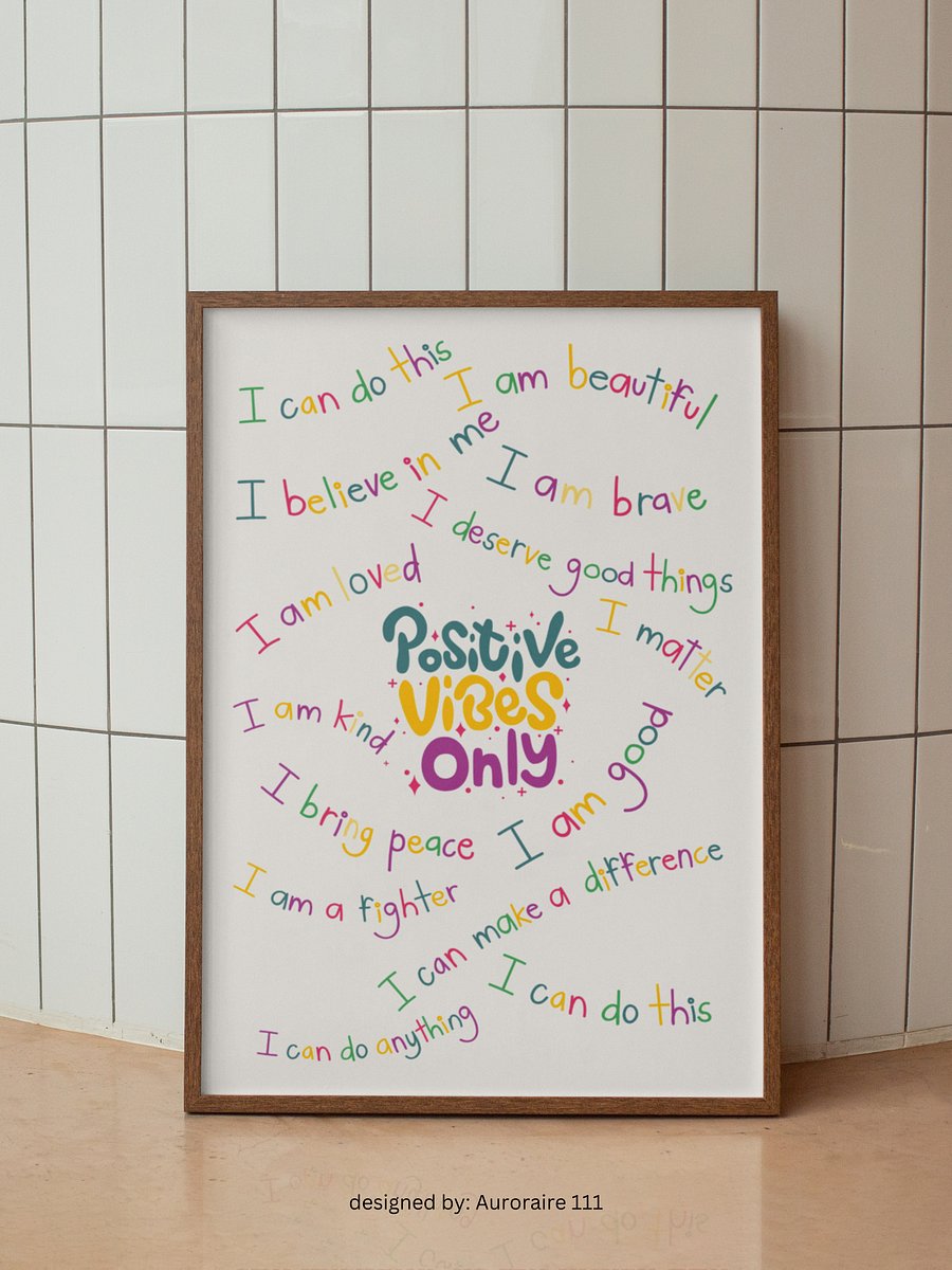 Positive Vibes Only - Printable Wall Art | Digital Poster Download | Multiple Sizes Included product image (1)