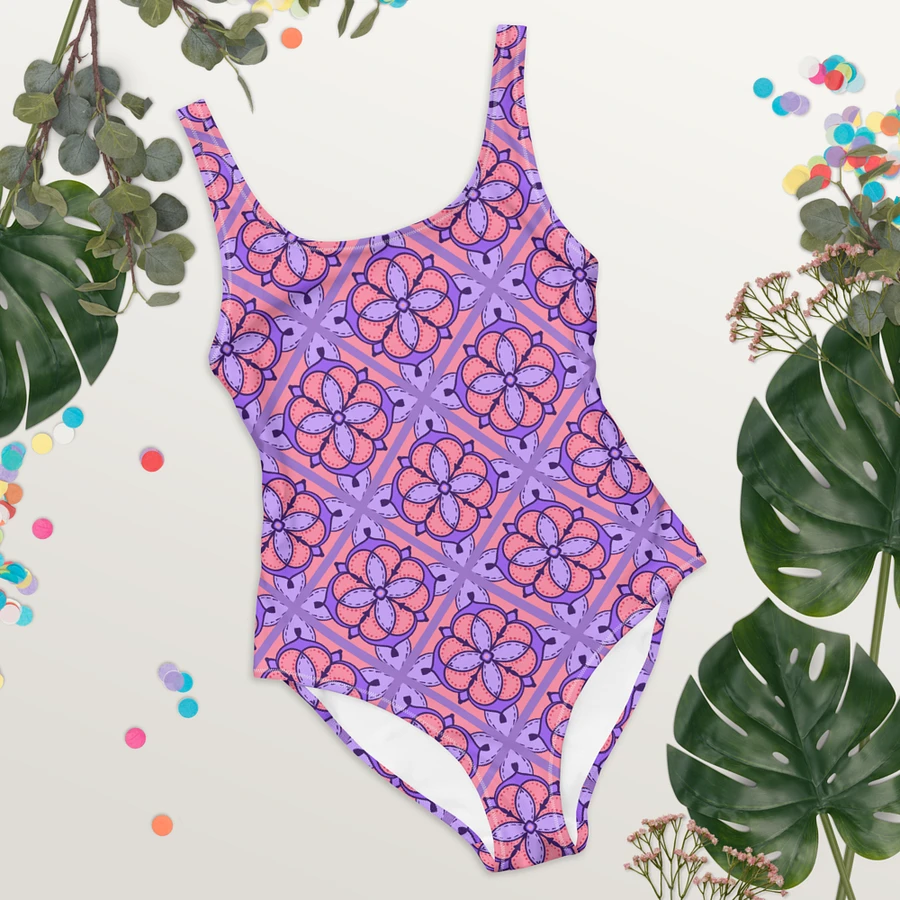 Peach and Lilac Symmetry Pattern Swimsuit product image (8)