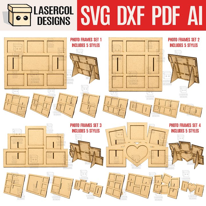 Photo Frames Bundle (Set 1-2-3-4) - Laser Cut Files product image (1)